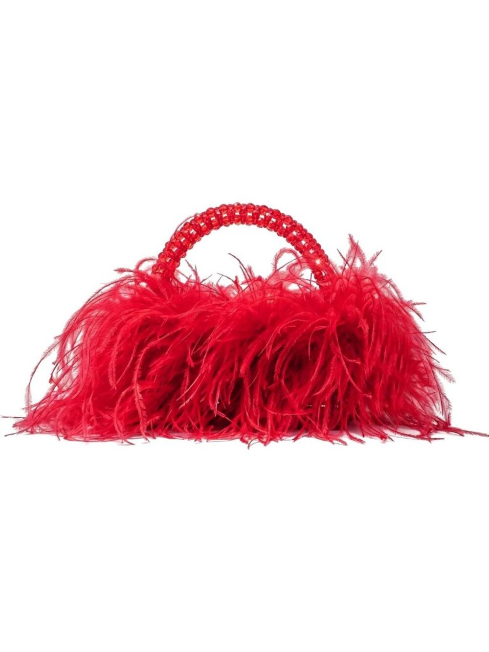 Handmade Natural Ostrich Feather Beaded Handbag for Women - Unique Fashion